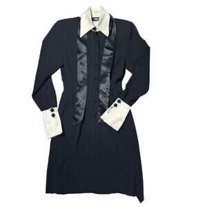 Vintage Fendi Black Dress with White Collar and Cuffs
